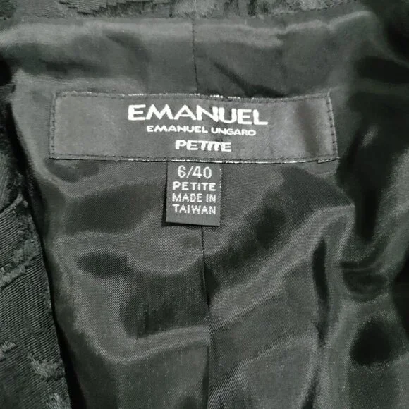 Vintage Emanuel Ungaro Womens Black Jacquard Blazer & Dress Set 6 Petite - Picture 3 of 16